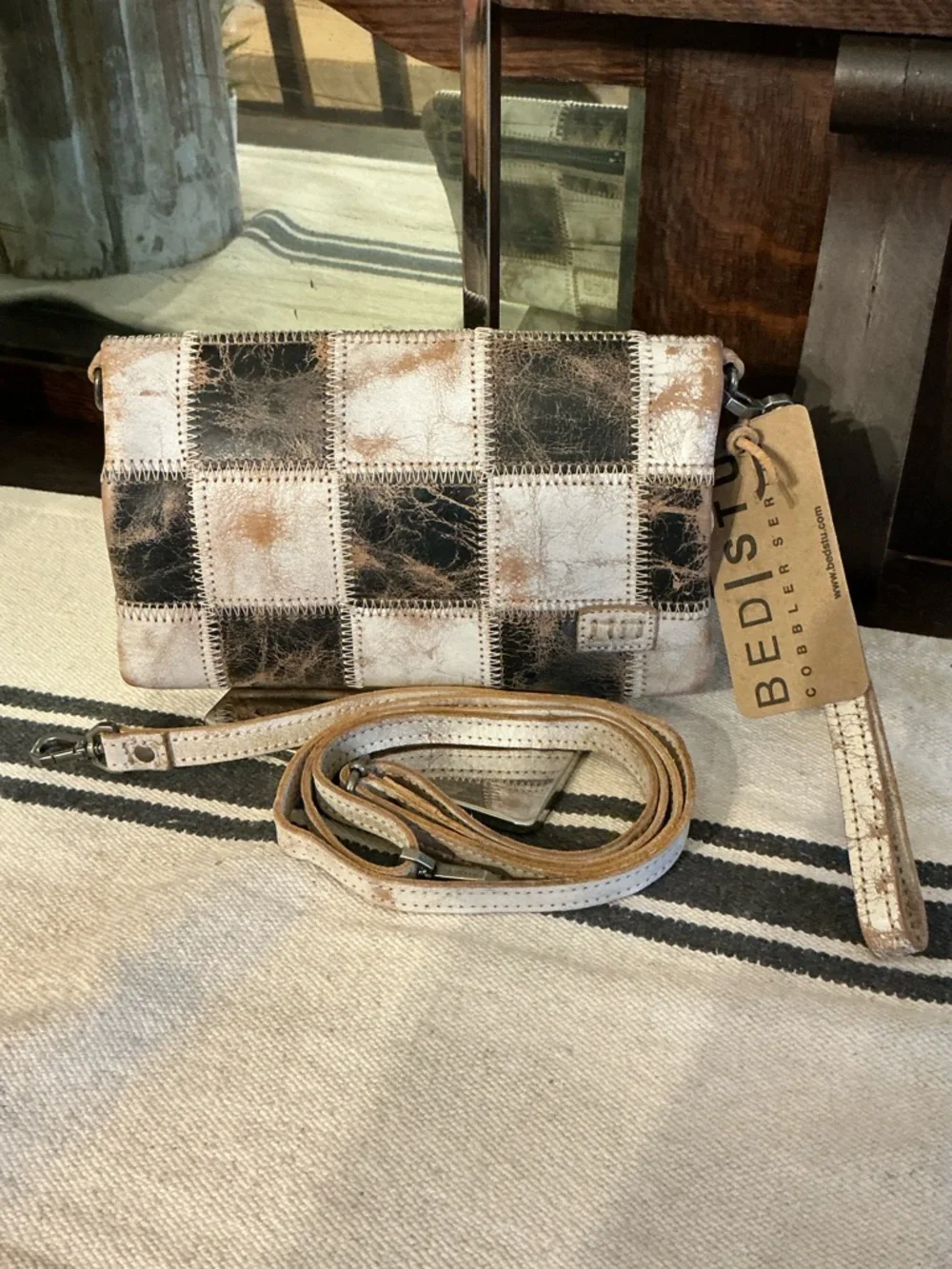 NWT Bed Stu Cadence PW Wallet Wristlet Crossbody Bag Black Nectar Lux MSRP $198